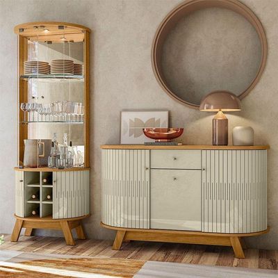 Aparador Para Sala Buffet Ambiente Monza E Cristaleira Marina Cumaru Opala – Madetec
