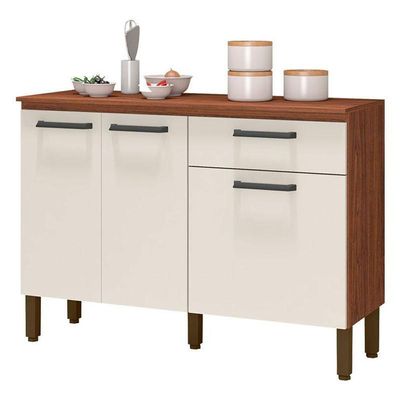 Balcão De Cozinha Ambiente Versalhes Nogueira Off White - Kits Paraná