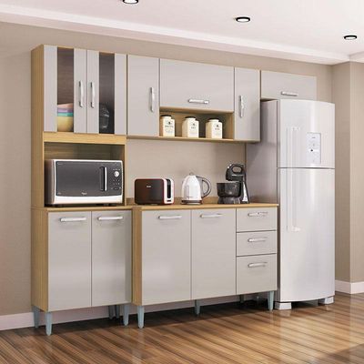 Cozinha Lavínia Balcão Com Tampo Damasco Off White - Poquema