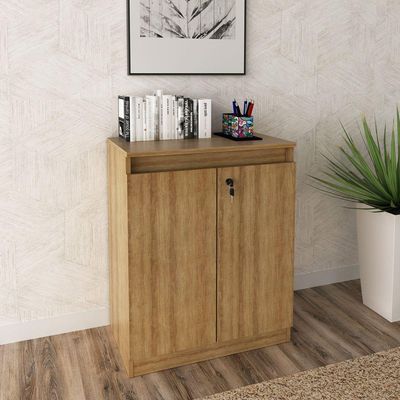 Balcão Para Escritório 60cm Com 1 Prateleira 2 Portas E Chave Amêndoa