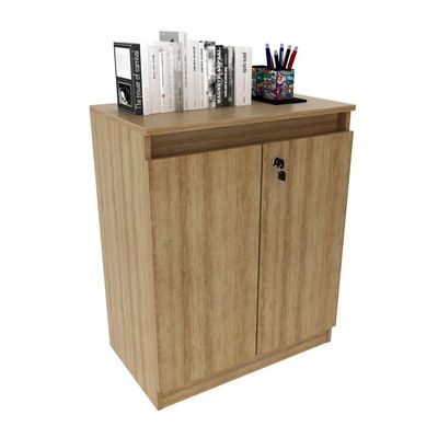 Balcão Para Escritório 60cm Com 1 Prateleira 2 Portas E Chave Amêndoa