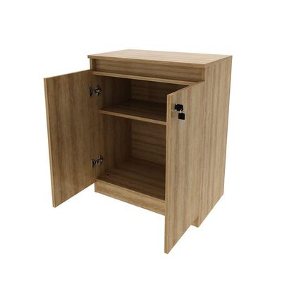 Balcão Para Escritório 60cm Com 1 Prateleira 2 Portas E Chave Amêndoa