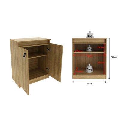Balcão Para Escritório 60cm Com 1 Prateleira 2 Portas E Chave Amêndoa