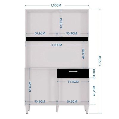 Cozinha Ambiente Kit Cassia 8 Portas Branco Preto - Poquema
