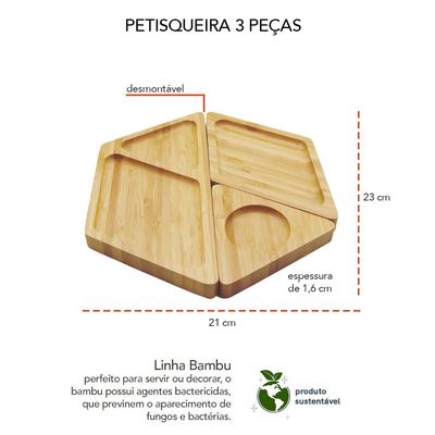 Petisqueira de Bambu Hexagonal Desmontavel em 3 Partes