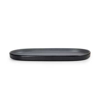 Petisqueira Prato Oval Preto Cinza Melanina 23cm
