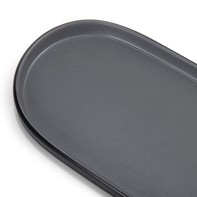 Petisqueira Prato Oval Preto Cinza Melanina 23cm