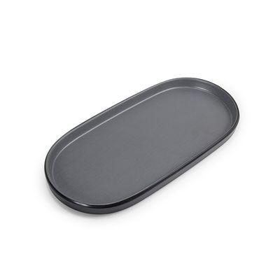 Petisqueira Prato Oval Preto Cinza Melanina 23cm
