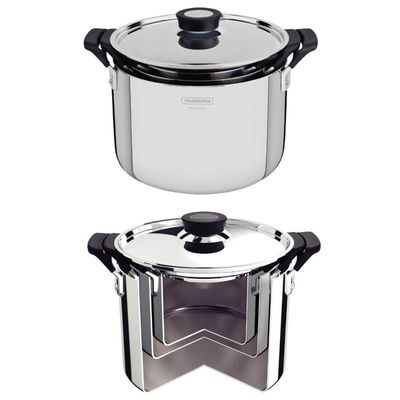 Jogo de 3 Panelas Tramontina Grano Compact Aço Inox Triplo