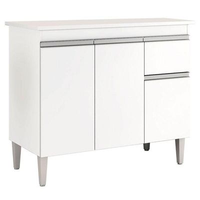 Balcão De Cozinha Ambiente Tatiane Com Tampo 100cm Branco Brilho - Ajl