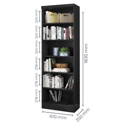 Estante Para Livros 1404 Preto Fosco - Qmovi