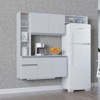 Cozinha Suspensa Com Balcão Mel 163 Cm Branco– Poquema