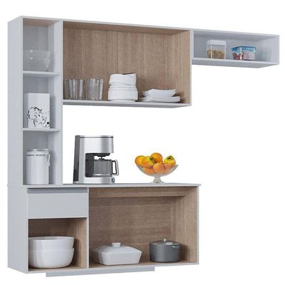 Cozinha Suspensa Com Balcão Mel 163 Cm Branco– Poquema