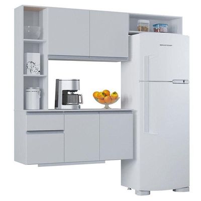 Cozinha Suspensa Com Balcão Mel 163 Cm Branco– Poquema