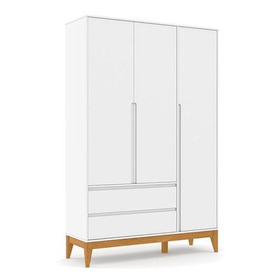 Quarto De Bebê Nature Clean 3 Portas Com Berço Unique Branco Soft Eco Wood – Matic