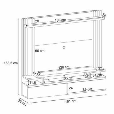 Painel Para Tv Home Suspenso Cosmo Nature Preto - Hb Móveis