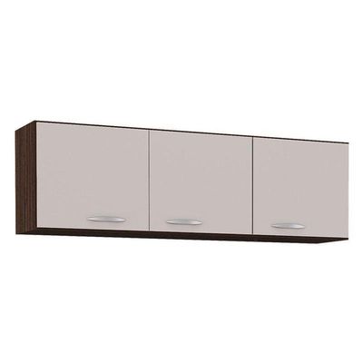 Balcão De Pia E Armário Aéreo 120 Cm Chocolate Off White – Poquema