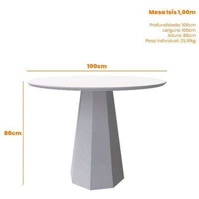 Mesa De Jantar 100x100 Cm Isis Com Vidro Off White – New Ceval