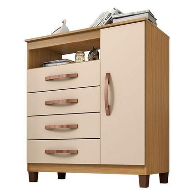 Guarda Roupa Solteiro Modena Com 4 Portas E Cômoda Sapateira Cannes Carvalho Americano Off White – Incorplac