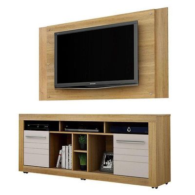 Rack Bancada E Painel Para Tv Firenze Cinamomo Off White – Valdemóveis