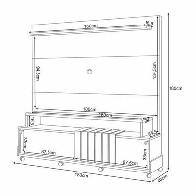 Estante Home Theater Bold Off White Castanho E Aparador Infinity Off White - Hb Móveis