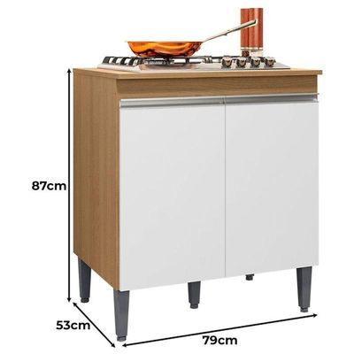 Balcão Para Cooktop Andréia Amêndoa Branco - Ajl