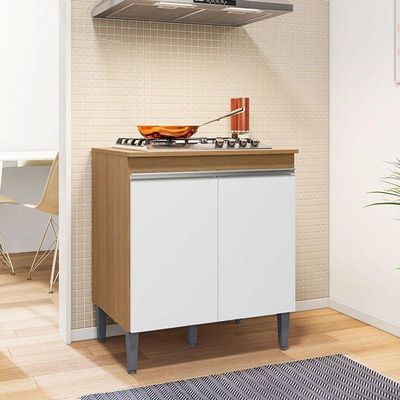 Balcão Para Cooktop Andréia Amêndoa Branco - Ajl