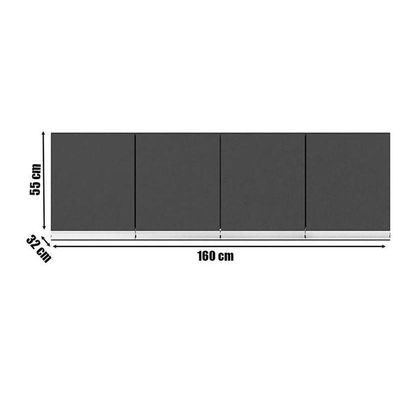 Balcão De Pia Tatiane 145 Cm E Armário Aéreo Andréia 4 Portas 160 Cm Cinza Fosco – Ajl