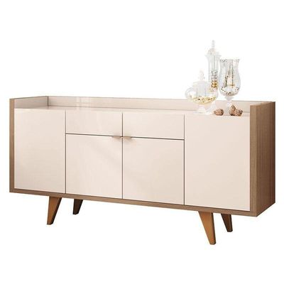 Buffet Melodia E Cristaleira ópera Off White Castanho – Hb Móveis