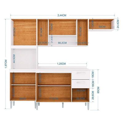Cozinha Lavínia Balcão Com Tampo Branco - Poquema