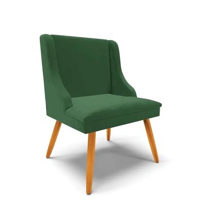 Kit 2 Cadeiras Estofadas Para Sala De Jantar Pés Palito Lia Veludo Verde Esmeralda - Ibiza