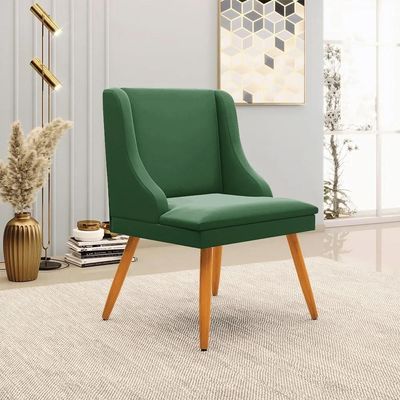 Kit 2 Cadeiras Estofadas Para Sala De Jantar Pés Palito Lia Veludo Verde Esmeralda - Ibiza