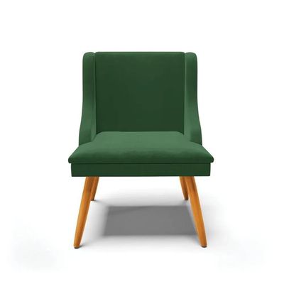 Kit 2 Cadeiras Estofadas Para Sala De Jantar Pés Palito Lia Veludo Verde Esmeralda - Ibiza