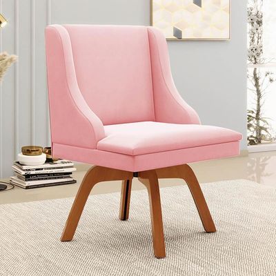 Kit 10 Cadeiras Estofadas Giratória Para Sala De Jantar Lia Suede Rosa Bebê - Ibiza