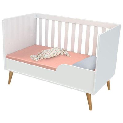 Berço Americano Ludmila Com Cômoda Infantil Duda Branco Acetinado Bétula E Colchão Gazin - Carolina
