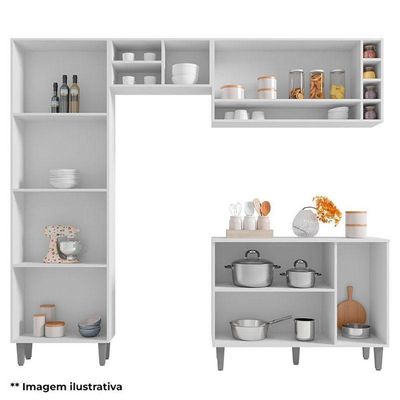 Cozinha Ambiente Vanessa Amêndoa Branco - Ajl