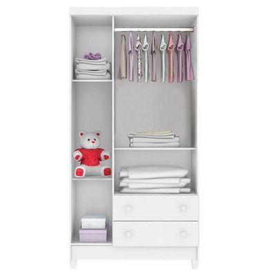 Berço Americano Mirelle E Guarda Roupa Mariah 3 Portas Branco Brilho – Carolina