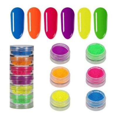 Torre Com 6 Pó Neon Florescente Unhas De Gel Maquiagem