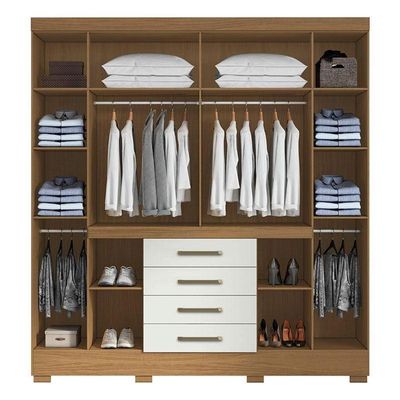 Guarda Roupa Casal Nápole 2045149 E Armário Multiuso New 2000192 E Cômoda 2014148 Atacama Off White - Aramóveis