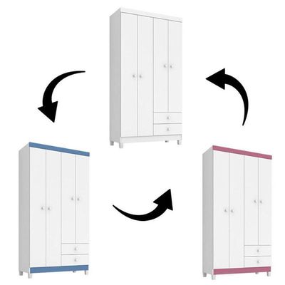 Mini Berço Moisés Alegria Com Colchão E Guarda Roupa Ternura Baby 4 Portas Branco Flex - Incorplac