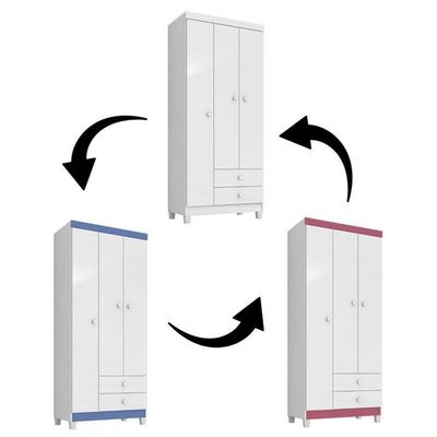 Quarto Bebê 3 Portas Ternura Baby E Mini Berço Moisés Alegria Com Colchão - Incorplac