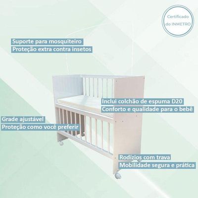 Quarto Bebê 3 Portas Com Gaveteiro Ternura Baby E Mini Berço Moisés Alegria Com Colchão - Incorplac