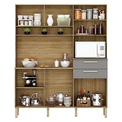 Cozinha Montesa 6 Portas E 2 Gavetas Freijó Gris - Kits Paraná