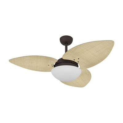 Ventilador De Teto Dormamu Marrom Texturizado 3 Pás Palmae Natural 220V