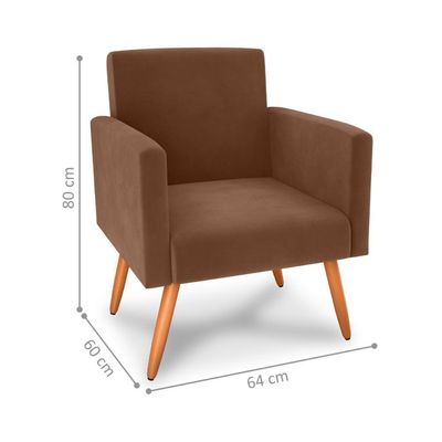 Poltrona Para Decoração Sara Veludo Ferrugem
