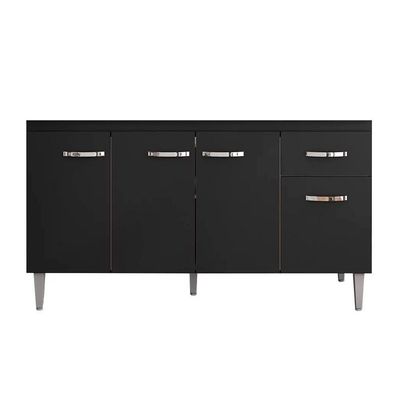 Balcão De Cozinha 4 Portas Exeter Preto Fosco