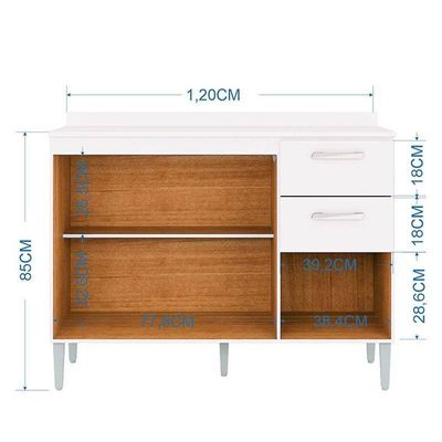 Balcão De Cozinha Ambiente Lavinia Branco - Poquema