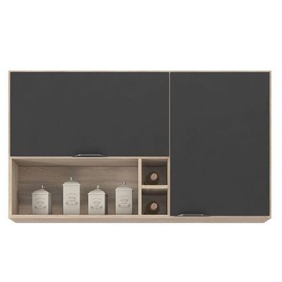 Armário Aéreo Para Cozinha Firenze Nicho 2 Portas Avena Grafito - Demóbile