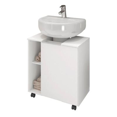 Gabinete Para Banheiro Illinóis Branco 4 Rodízios