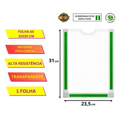 Displays Parede Folha A4 Petg Cristal Quadro Aviso Kit 10 Pçs